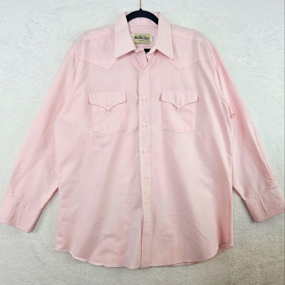 Panhandle Slim Walt Woodard Rodeo Button-Down LS Shirt Western Sz 17 1/2-34 Pink